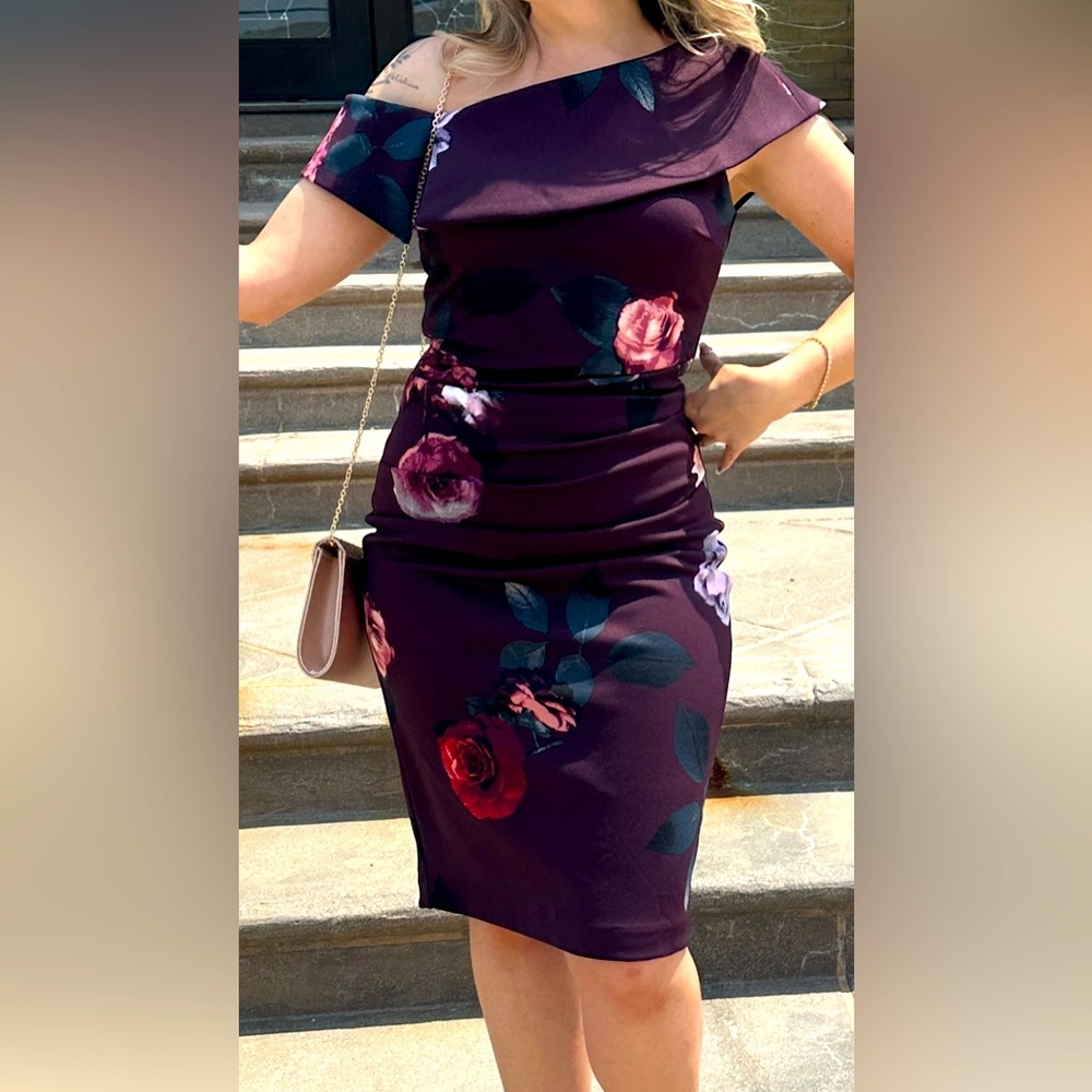 Le Chateau Purple One Shoulder Bodycon Dress
